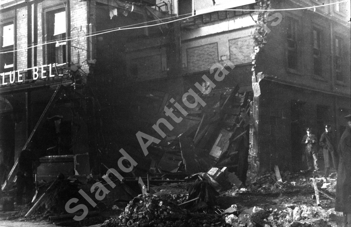 Bomb or fire damage at the Blue Bell